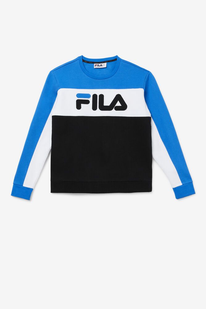 Fila Sweatshirt Herre Blå/Hvide/Sort Lesner Fleece Crew OXF-714698